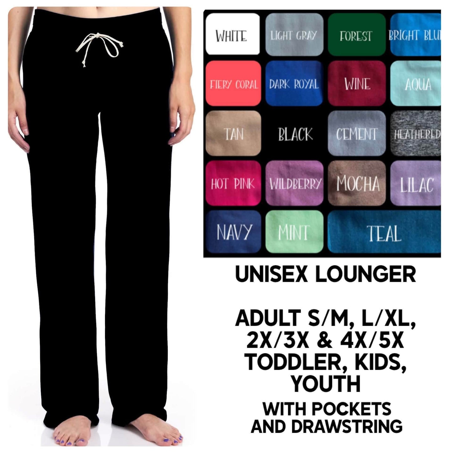 #5743 solid color tie loungers unisex