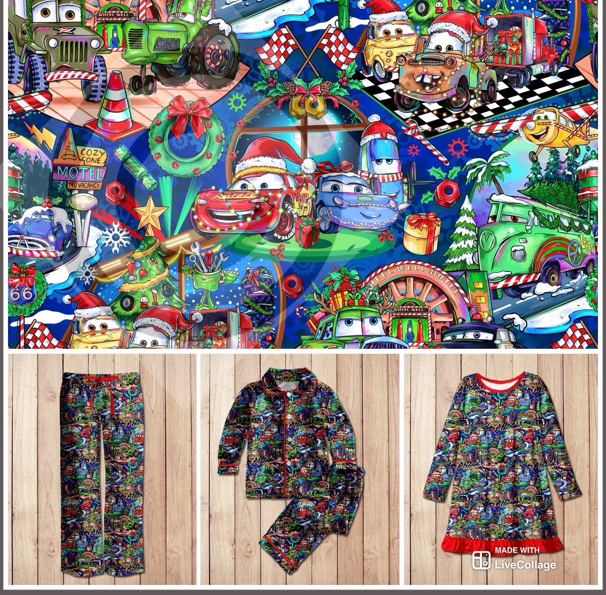 #5696 cars Christmas pjs