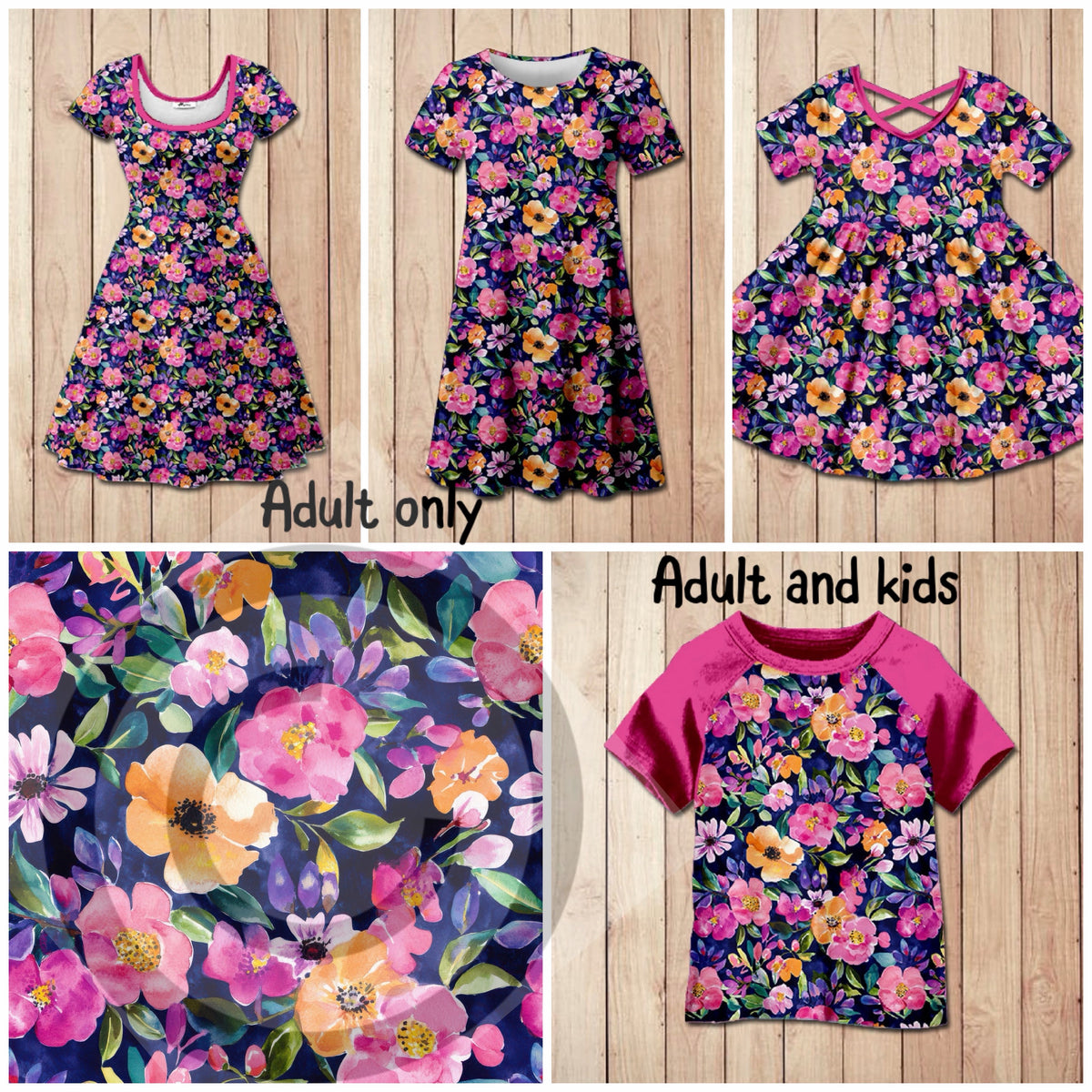 #5855 navy blue floral