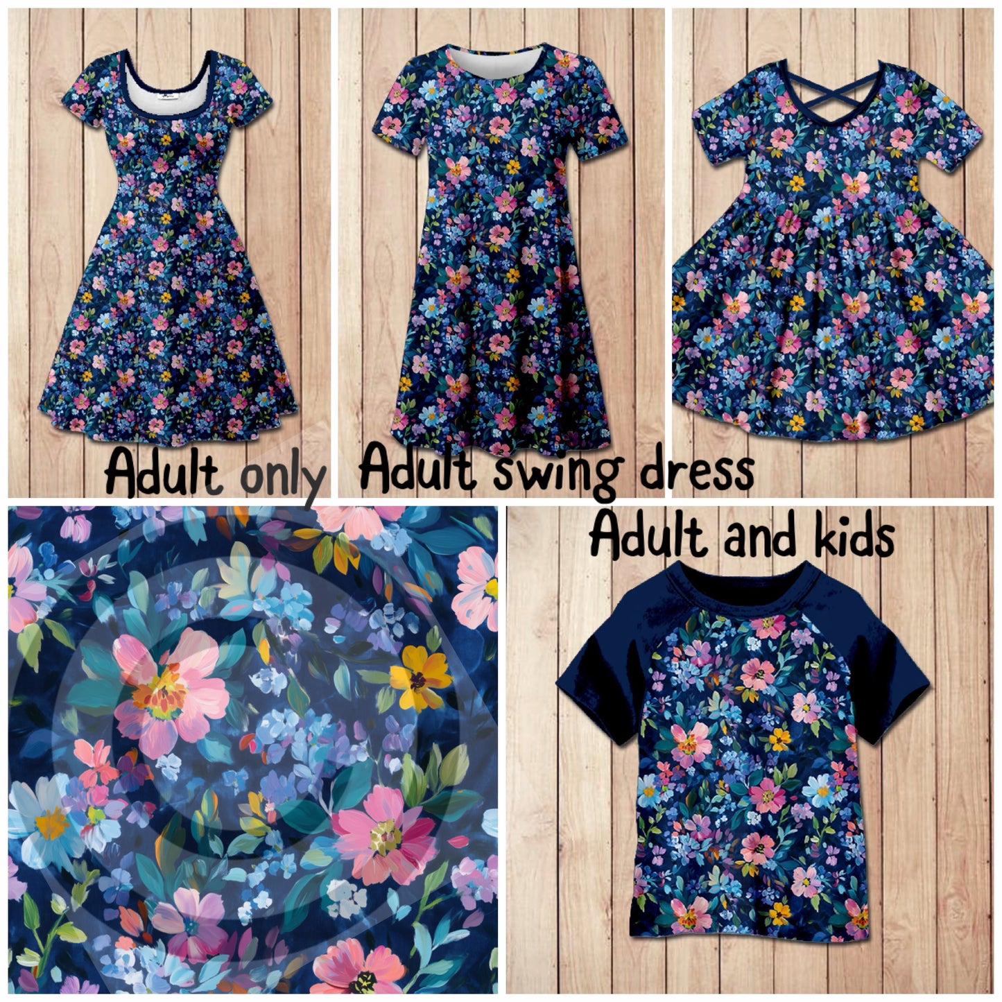 #5644 navy blue watercolor Floral